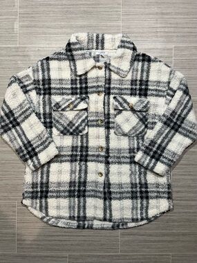 MyStyle Black & White Plaid Sherpa Jacket